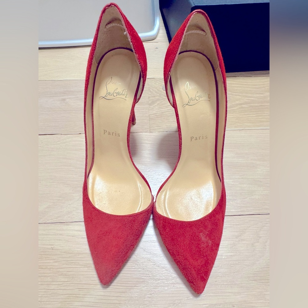 Christian Louboutin So Kate 100 Red Suede Pumps EU 38.5 Stiletto Heels